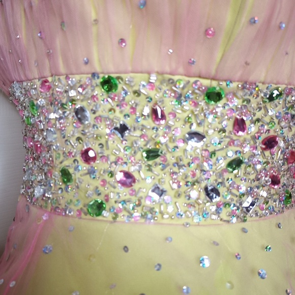 Mori Lee - Madeline Gardner Prom Dress Ball Gown Pink Limelight Straples… - Picture 4 of 7